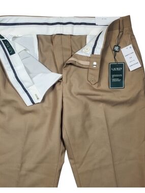Lauren Ralph Lauren 36x30 Tan Wool Dress Pants Pleated Total Comfort NWT